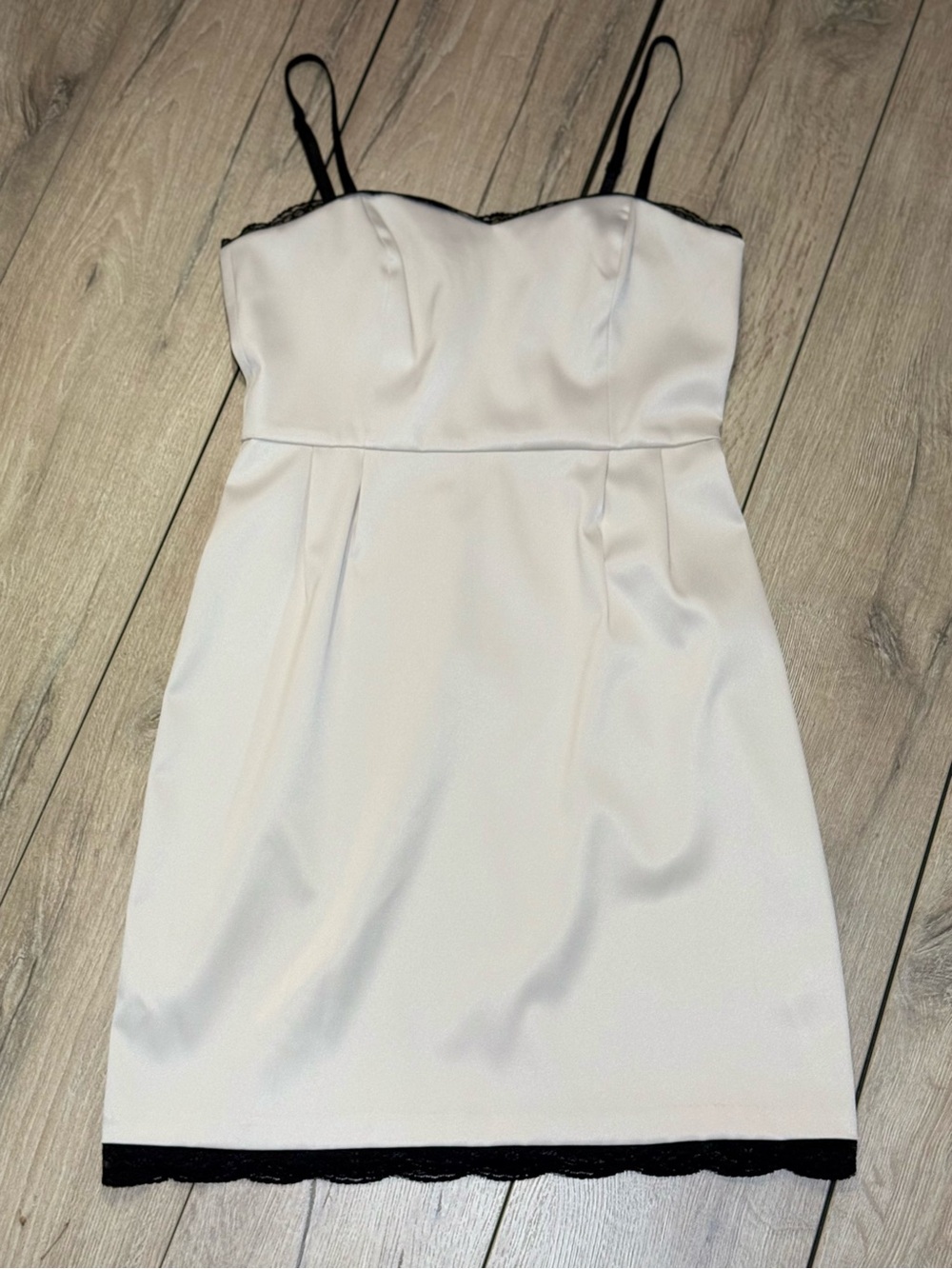 Kensie Sweetheart Cocktail Dress Cream Black Lace Trim Mini NWOT Size 6 - Picture 2 of 16